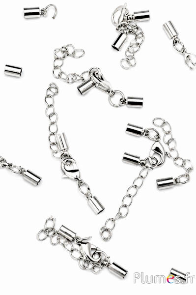 Schmuckverschluss-Set - 5 cm lang, Ø 3 mm - silberfarben